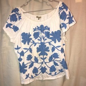 Democracy White Dress with BlueFlowers 3X